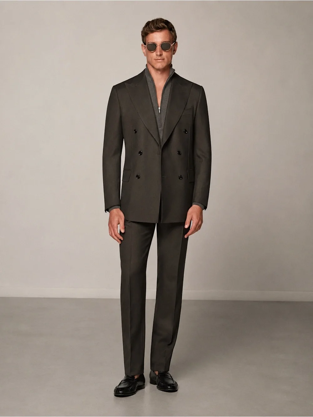 Suitsupply Double-Breasted Dark Green Wool “Milano” Suit.